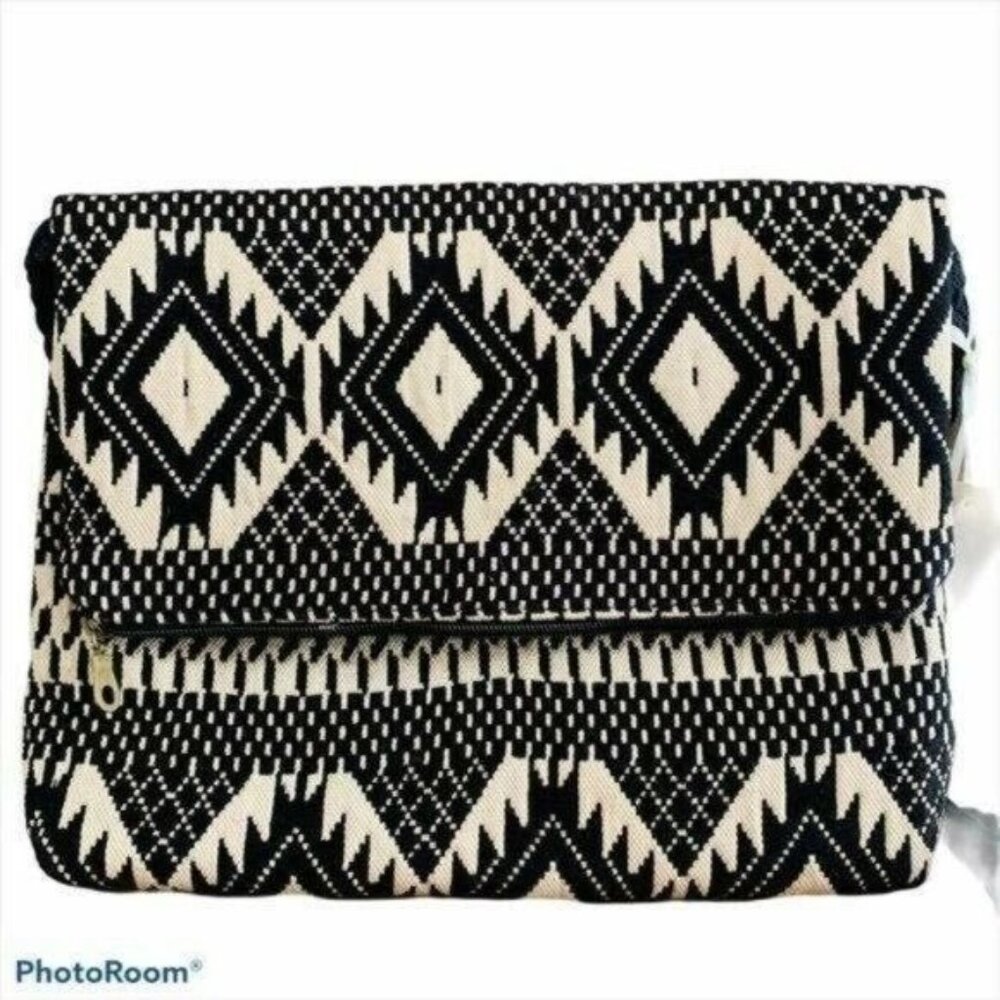 Little Marcel Sourire Noir Crossbody Textile Bag in Black & Metallic Gold